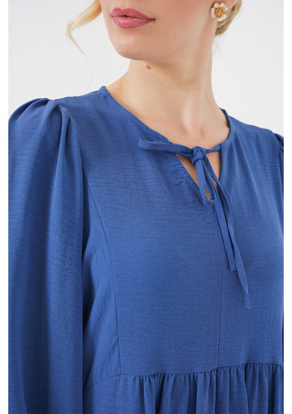 Kadın Balon Kol Uzun Tesettür Elbise 2464 - Saks indirimleri