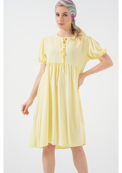 Kadın Bağcıklı Midi Elbise 2575 - Sarı modelleri