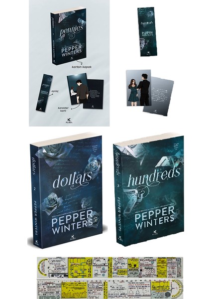 Pepper Winters 3 Kitap Set / Pennies - Dollars - Hundreds + Mat. Öğreten Cetvel