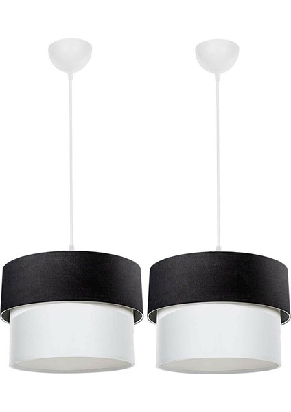 Kumaş Başlık Siyah Beyaz Avize Çiftli Pasta 2 Adet PAV56