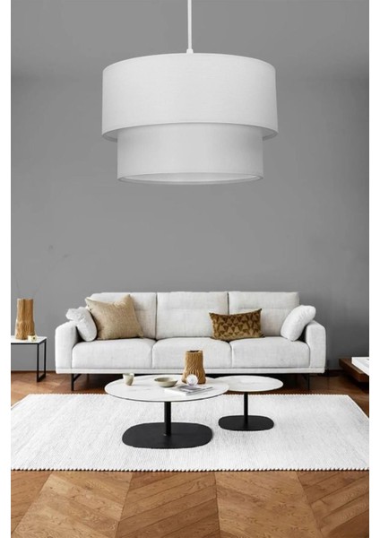 Retro Avize Beyaz Kumaş Pasta Sarkıt PAV42