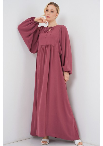 Kadın Balon Kol Uzun Tesettür Elbise 2464 - D.gül Kurusu fiyatları