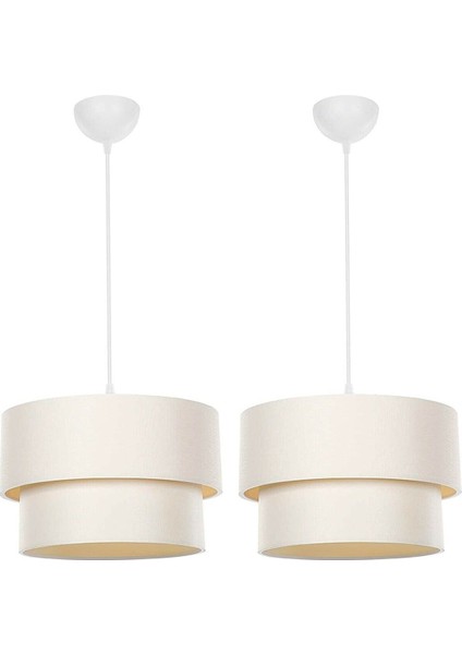 Kumaş Başlık Modern Avize Krem Çiftli Pasta 2 Adet PAV55