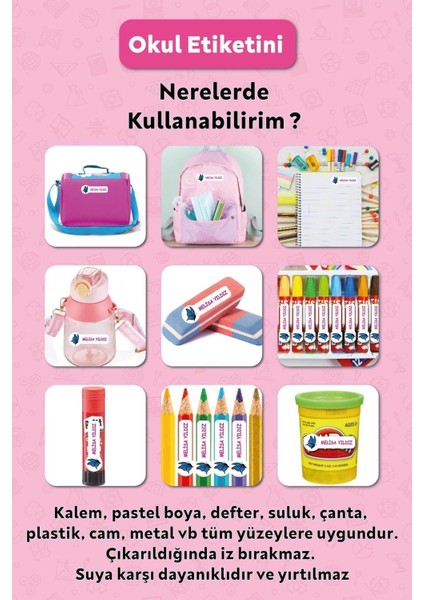 Pony Tasarımlı Kişiye Özel Isimli Defter Kalem Okul Etiketi, Yırtılmaz Pvc Etiket, Suya Dayanıklı modelleri