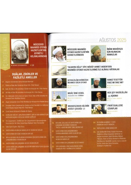 Lalegül Dergisi Ağustos 2025 Cübbeli Ahmet Hoca Safer Ayı ve Çarşamba Günü Korunma Duaları Hıfzı Iman Duası ve Namazı modelleri