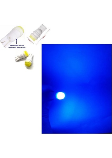 ( 4 x Adet) 1 Set T10 LED Dipsiz Ampul 12V Porselen&seramik Blue (0°ısınma&porselen Zemin)