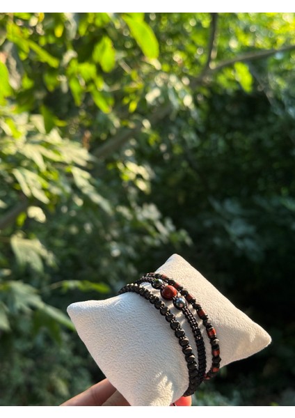 Kırmızı Jasper, Hematit Bileklik - 3'lü Kombin Bileklik - Tasarım Bileklik Ayarlanabilir fiyatları