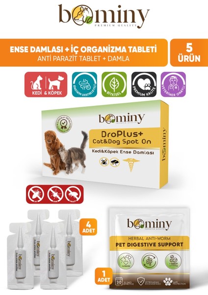 Kedi Köpek Iç Dış Parazit 4 Adet 1 ml Damla 1 Adet Iç Parazit