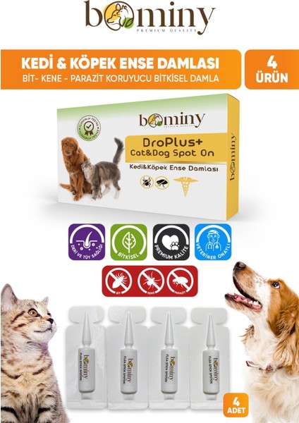 Kedi Köpek Dış Parazit Ense Damla Hijyen Tüy ve Deri Bakımı 4 Adet 1 Ml Dış Parazit