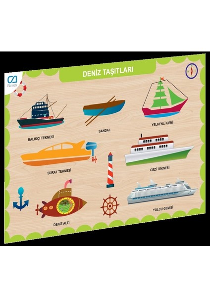 Nessiworld CAAHS-3201 Ahşap Deniz Taşıtları Bul-Tak