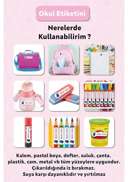 Unicorn Tasarımlı Kişiye Özel Isimli Defter Kalem Okul Etiketi, Yırtılmaz Pvc Etiket, Suya Dayanıklı modelleri