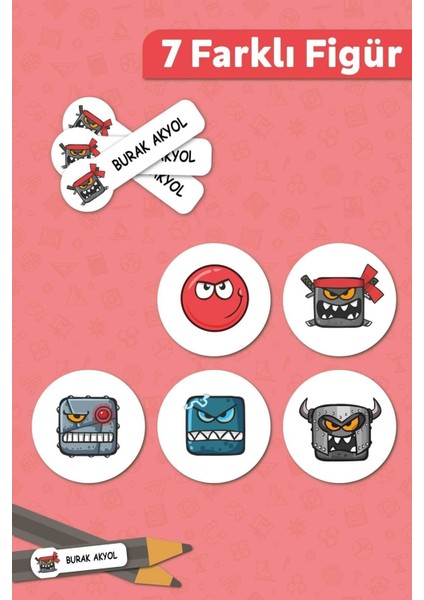 Redball Temalı Kişiye Özel Isimli Defter Kalem Okul Etiketi, Yırtılmaz Pvc Etiket fiyatları