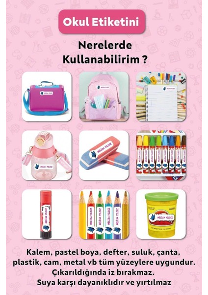 Okul Etiketi Kalem Defter Etiketi Özel Isim Yazılabilen Etiket 230 Adet Yırtılmaz Pvc Etiket fiyatları