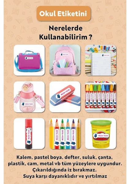 Sevimli Kediler Tasarımlı Isimli Defter Kalem Okul Etiketi, Yırtılmaz Pvc Etiket, Suya Dayanıklı modelleri