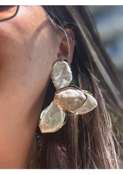 Zr Sedefli Yaprak Küpe