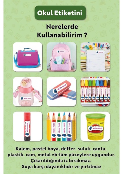 Dinazor Temalı Kişiye Özel Isimli Defter Kalem Okul Etiketi, Yırtılmaz Pvc Etiket modelleri