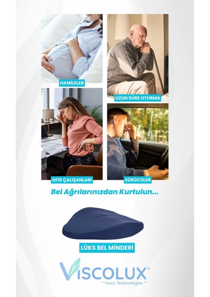 Ortopedik Lüks Bel Destek Yastığı - Premium Visco Bel Destek Minderi 54X42X9 fırsatları