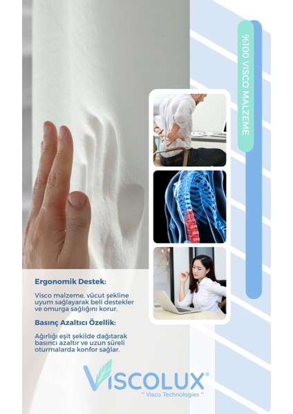 Ortopedik Lüks Bel Destek Yastığı - Premium Visco Bel Destek Minderi 54X42X9