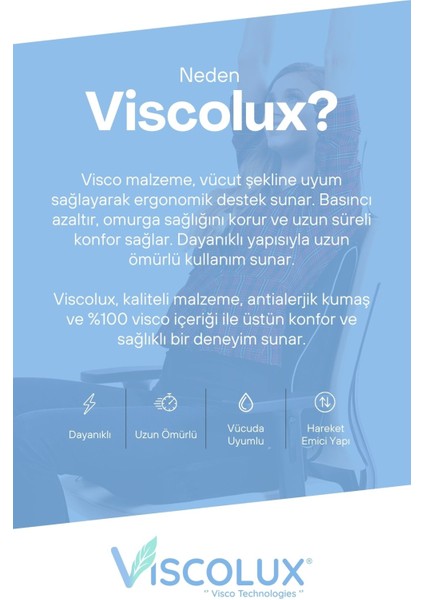 Ortopedik Lüks Bel Destek Yastığı - Premium Visco Bel Destek Minderi 54X42X9