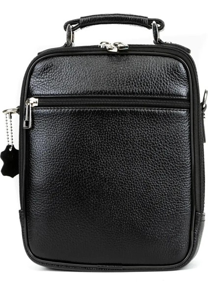 Tabanca Çantası Siyah Deri Erkek El ve Omuz Askılı