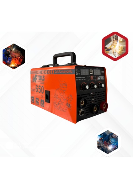 Mf Tools Alman Tasarımı 650 Amper 3 Fonksiyonklu USB Girişli Gazsız Gazaltı Kaynak Makinası
