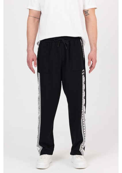 Erkek Siyah Beyaz Garnili Eşofman Altı modelleri