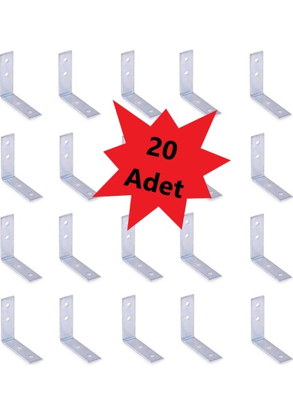 Mobilya, Dolap Yatak Duvara Sabitleme Bağlantı Aparatı L Demiri Gönye 2cmX6,5 cmX6,5cm(20 ADET) fırsatları