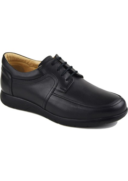 1554 Siyah Klasik Hakiki Deri Ayakkabı