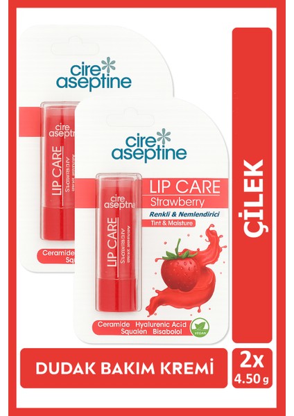 Lip Care Strawberry (Çilek) Renkli Dudak Nemlendirici 4,5 G x 2 Adet
