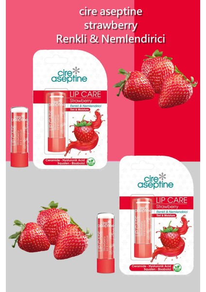 Lip Care Strawberry (Çilek) Renkli Dudak Nemlendirici 4,5 G x 2 Adet modelleri