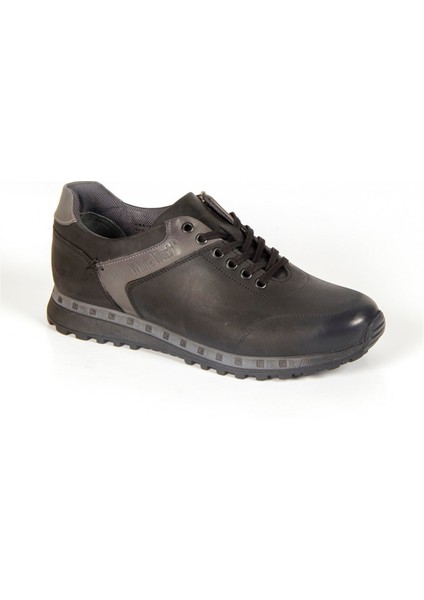 1812 Siyah Spor Hakiki Deri Ayakkabı