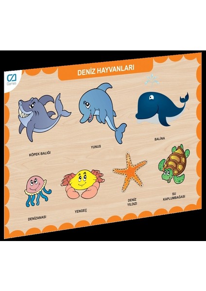 Nessiworld CAAHS-3212 Ca Games Ahşap Deniz Hayvanları Bul-Tak