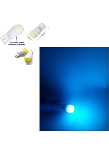 ( 4 x Adet) 1 Set T10 LED Dipsiz Ampul 12V Porselen&seramik Ice Blue (0°ısınma&porselen Zemin)
