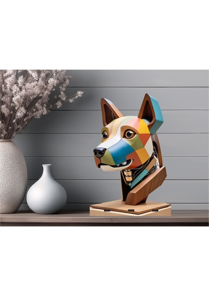 3D Ayaklı Ahşap Robot Köpek Fotoğraf Baskı