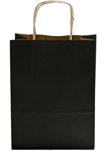 Kağıt Çanta Burgu Saplı 18X24X8CM(KÖRÜK) - Siyah 250 Adet