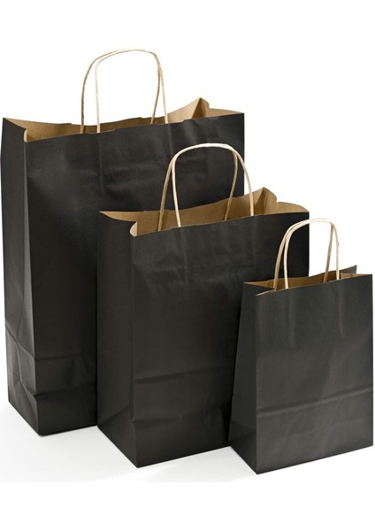 Kağıt Çanta Burgu Saplı 18X24X8CM(KÖRÜK) - Siyah 250 Adet modelleri