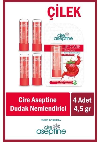Lip Care Strawberry (Çilek) Renkli Dudak Nemlendirici 4,5 G x 4 Adet modelleri