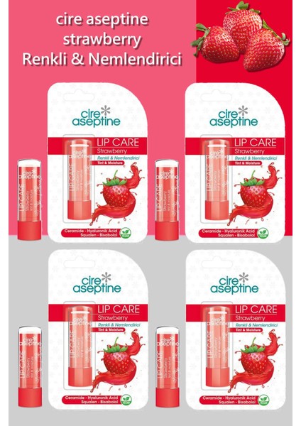 Lip Care Strawberry (Çilek) Renkli Dudak Nemlendirici 4,5 G x 4 Adet fırsatları