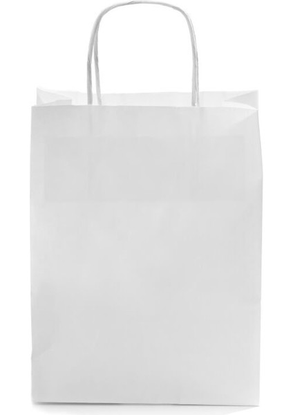 Kağıt Çanta Burgu Saplı 18X24X8CM(KÖRÜK) - Beyaz 25 Adet