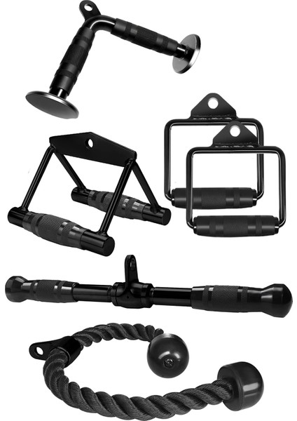 Cable Crossover Çalışma Istasyonu Aparatları Seti - Triceps Halatı - Mag Grip Set - Lat Triceps Bar modelleri