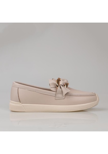 Krem Fiyonk Detaylı Kadın Loafer Ayakkabı fiyatları