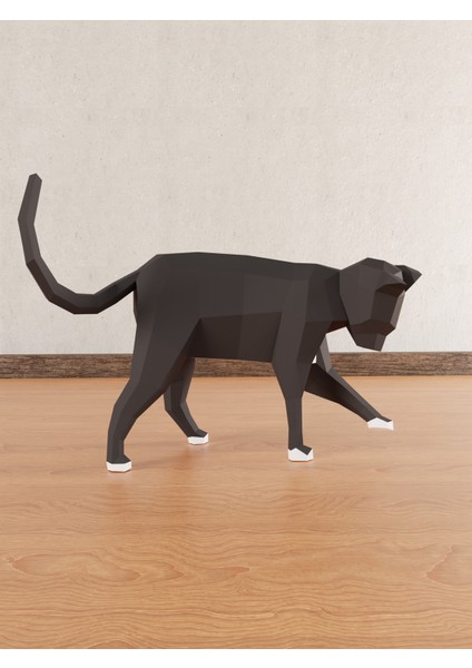 3D Kedi Kağıt Maket | Duvar Süsü ve Hediye | Çocuklar Için Eğitici Kendin Yap Aktivite