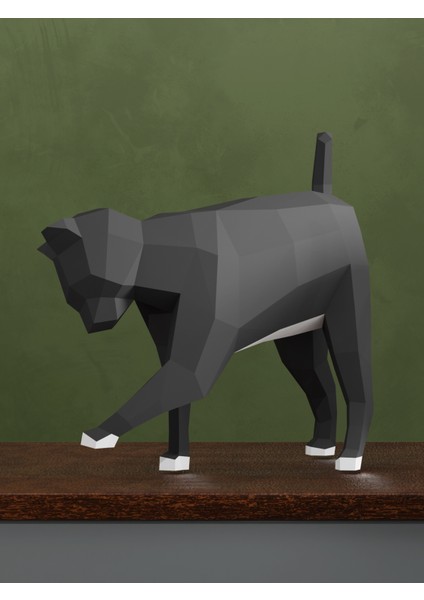 3D Kedi Kağıt Maket | Duvar Süsü ve Hediye | Çocuklar Için Eğitici Kendin Yap Aktivite
