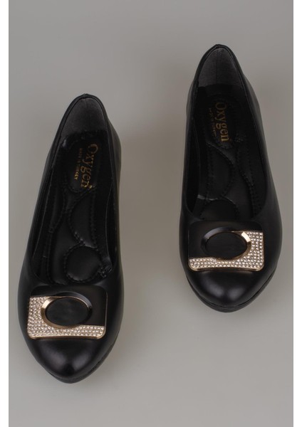 Siyah Taş Detaylı Klasik Kadın Babet modelleri