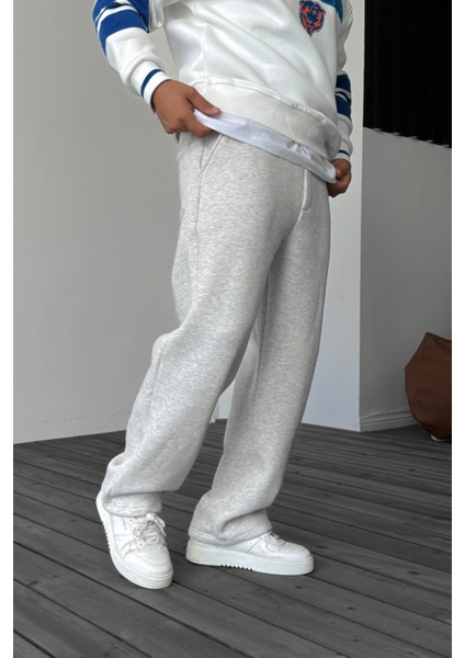 Erkek Gri Baggy Yazlık 3 Iplik Bol Kesim Düz Paça Mevsimlik Eşofman Altı RF0361 indirimleri