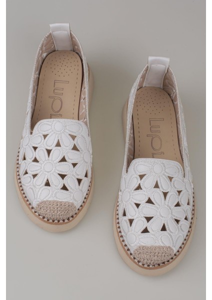 Beyaz Hasır Burunlu Kadın Delikli Yazlık Babet indirimleri