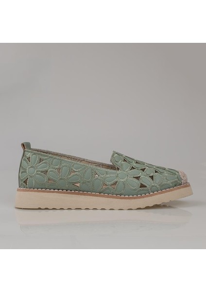 Yeşil Hasır Burunlu Kadın Delikli Yazlık Babet fiyatları