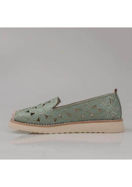 Yeşil Hasır Burunlu Kadın Delikli Yazlık Babet modelleri