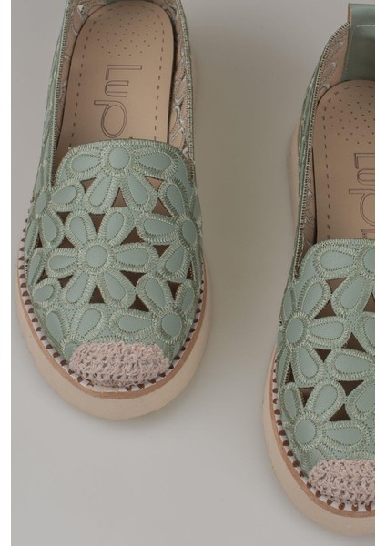 Yeşil Hasır Burunlu Kadın Delikli Yazlık Babet indirimleri