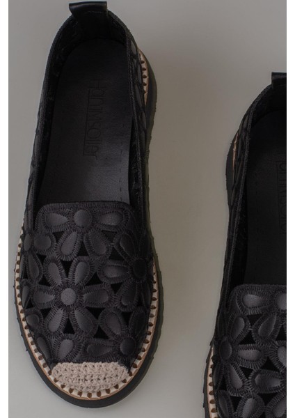 Siyah Hasır Burunlu Kadın Delikli Yazlık Babet indirimleri